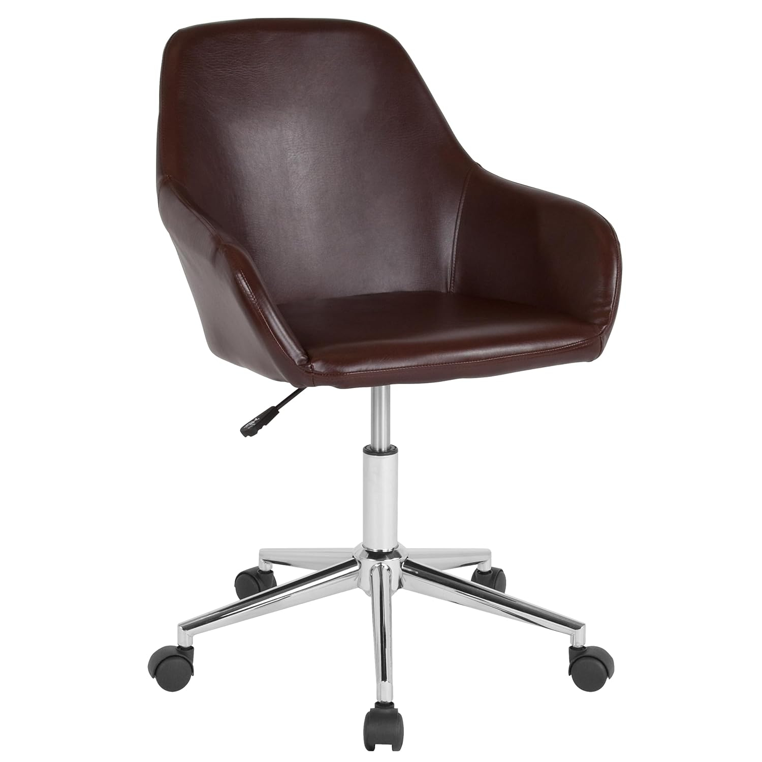 Cortana Mid-Back Brown LeatherSoft Swivel Task Chair with Chrome Base