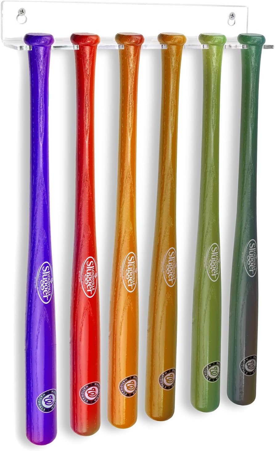 Better Display Cases 6 Medium or Large Mini Baseball Bats (Medium or Large Mini Bats) Display Vertical Clear Acrylic Wall Mount (A066-A)