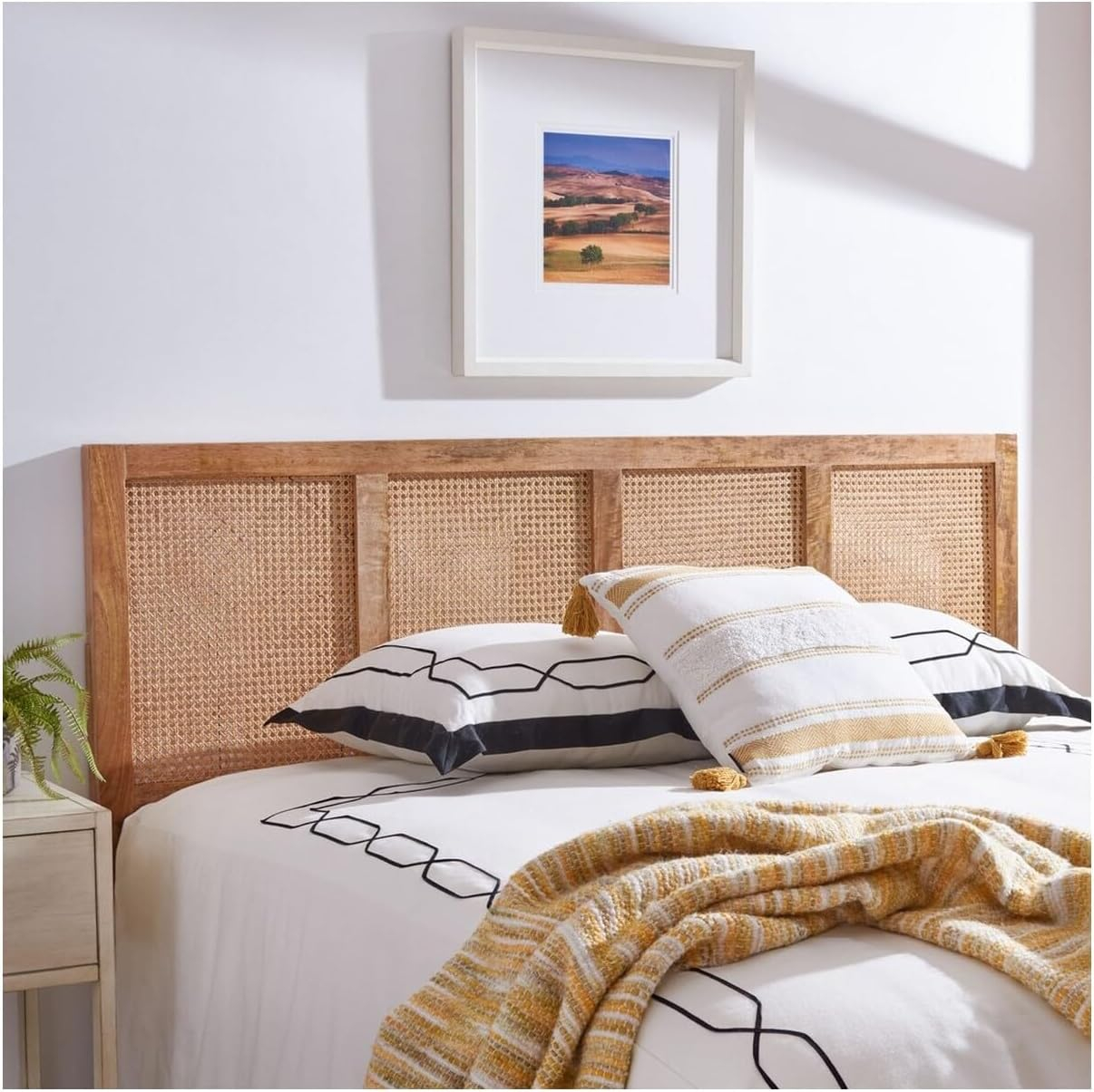 SAFAVIEH Vienna Cane Farmhouse Wood Headboard, King, Natural