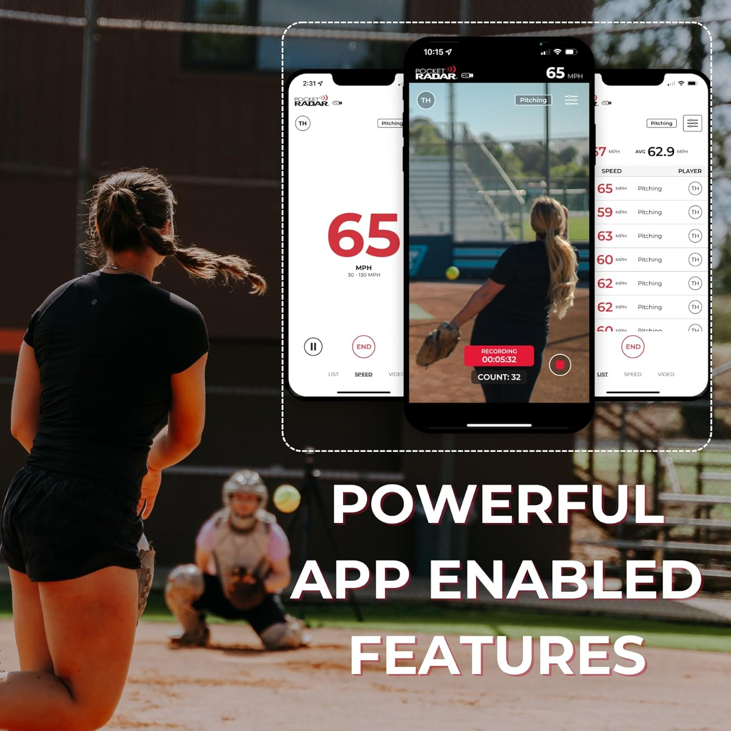 Pocket Radar Smart Coach Speed Gun for Baseball, Hockey, Softball with Accurate Pitching & Sports Speed Measurement, Portable Baseball Radar Gun Compatible with Pocket Radar App