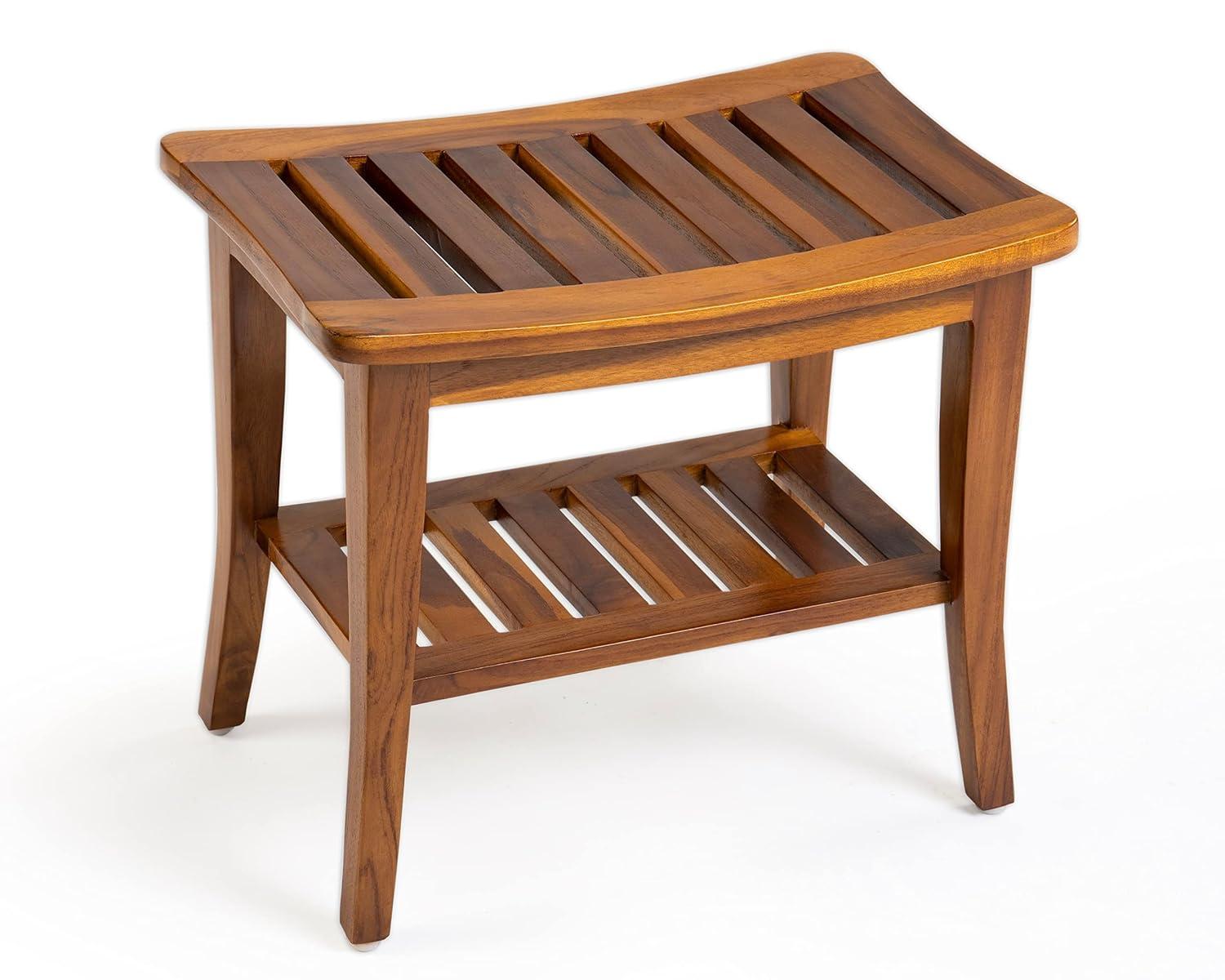 Ala Teak Brown Waterproof Shower Bench with Shelf