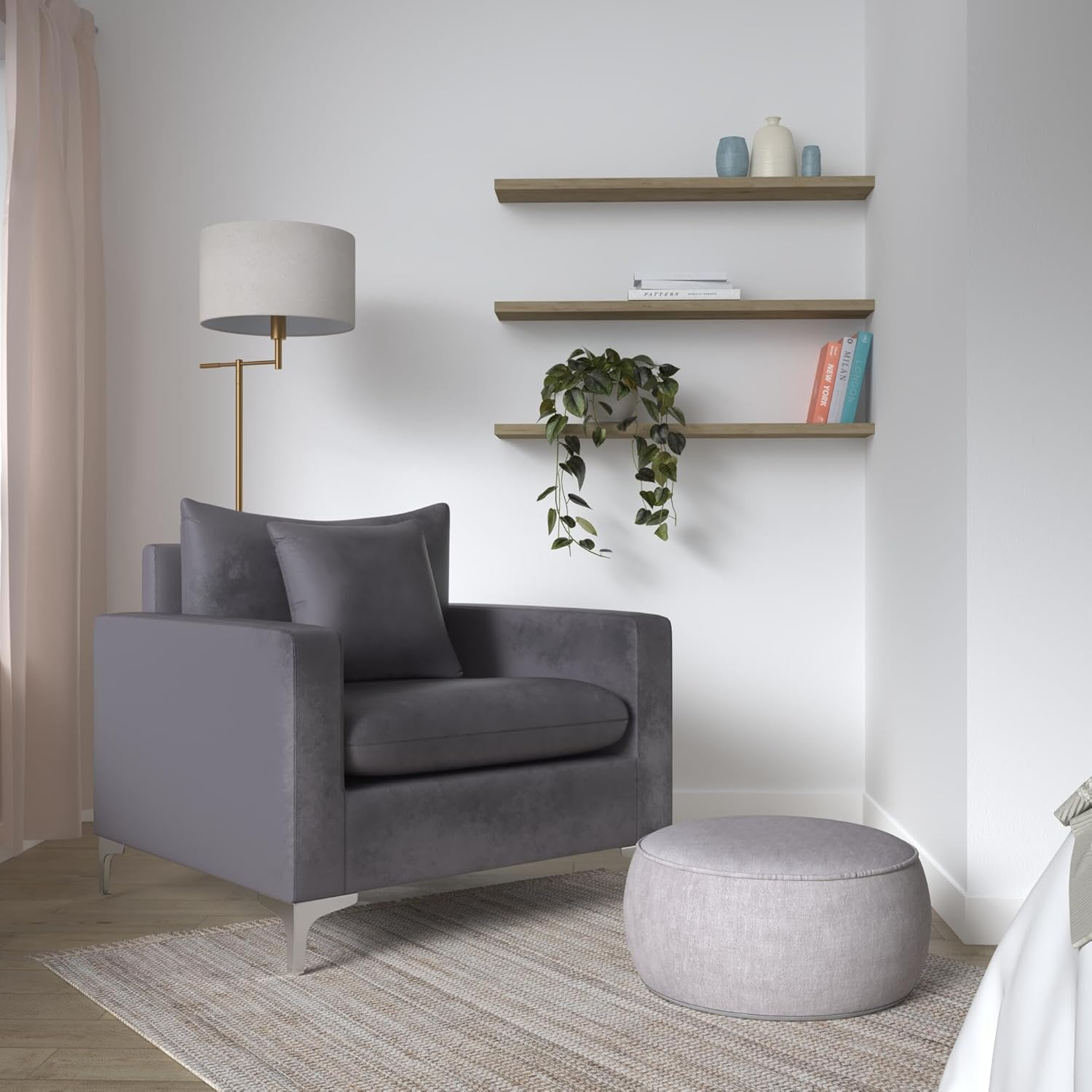 Meridian Furniture Naomi Velvet Accent Chair in Gray