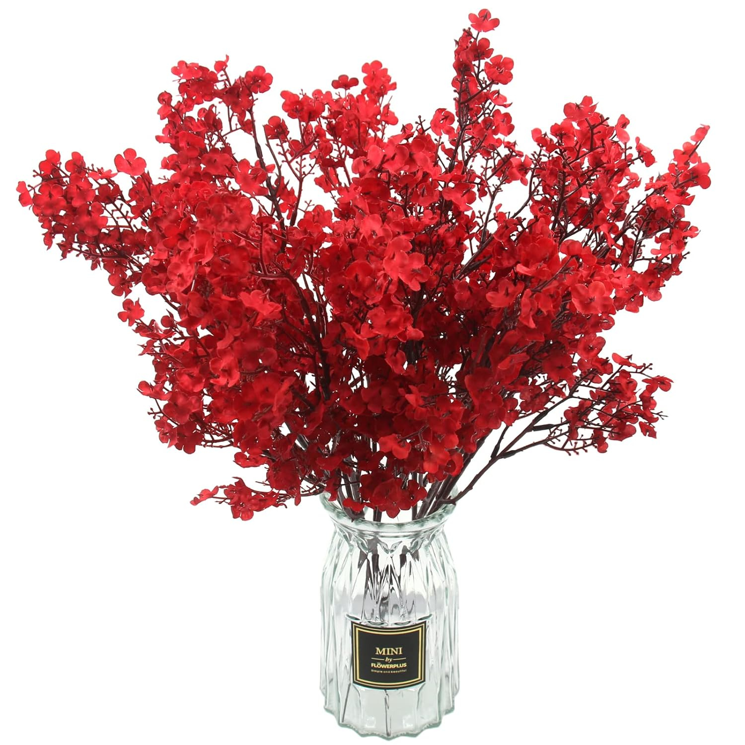 10 Pcs Babys Breath Gypsophila Artificial Flowers Bouquet Fake Silk Flowers Real Touch Flowers for Home Wedding Centerpiece Arrangement Festival Party Decoration (Red)