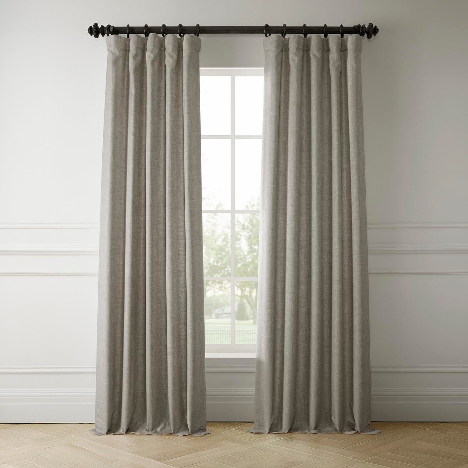 HPD Half Price Drapes Taupe Grey Italian Faux Linen Room Darkening Curtains with Rod Pocket - 1 Panel - Window Curtains for Living Room & Curtains for Bedroom, 50W X 84L