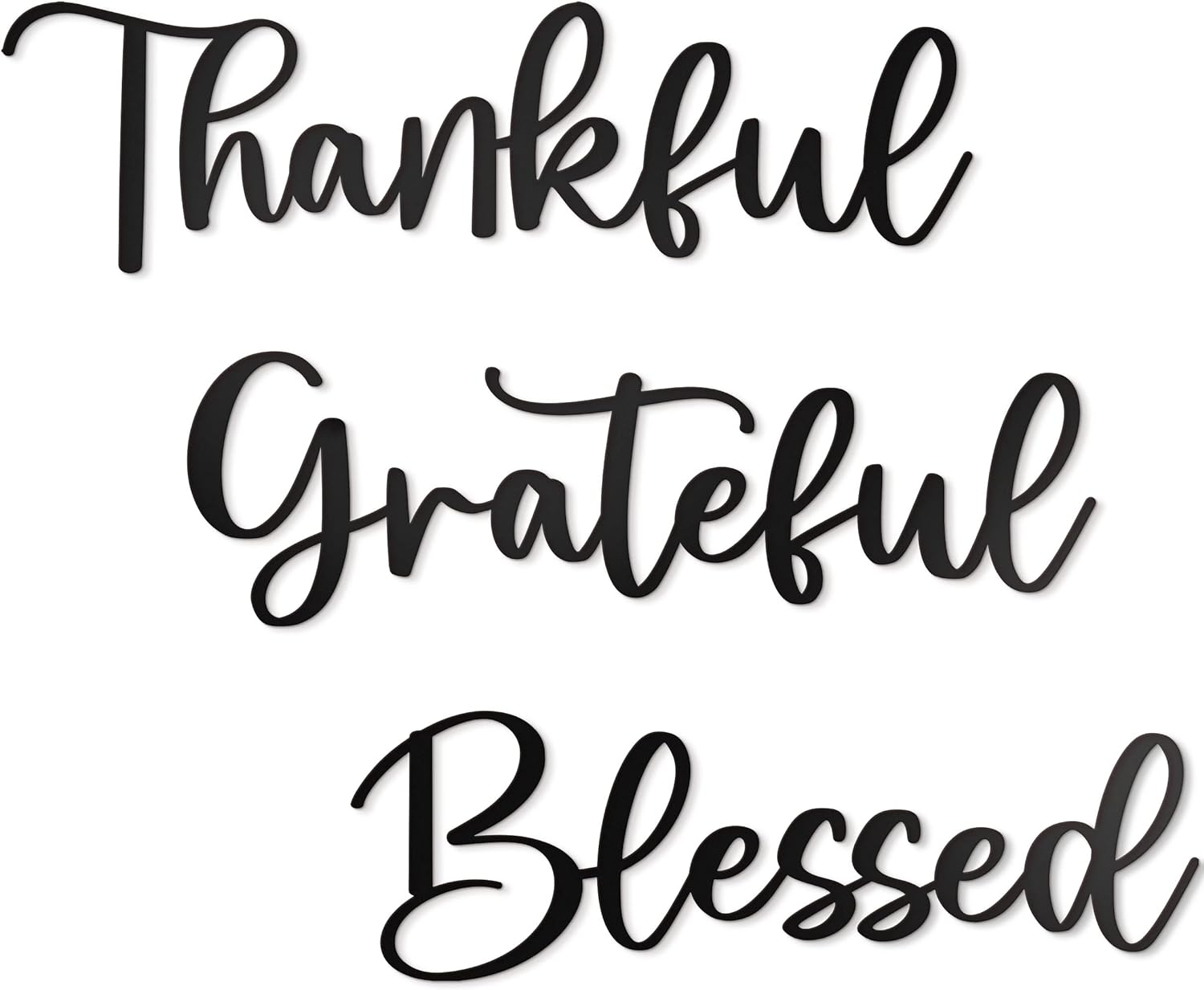 Vivegate Metal Wall Art Decor - 17.5'' x 15.5'' Thankful Grateful Blessed Signage, 3 Pieces, Black, Durable Sign for Home Decor