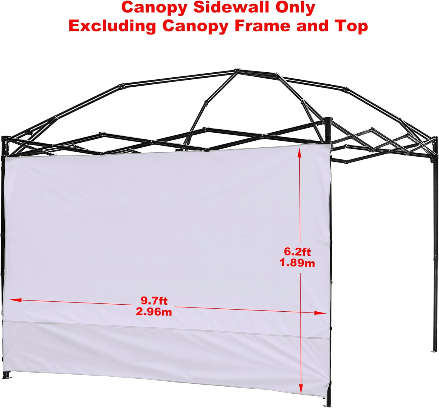 Canopy Sunwall Sidewall Gazebos Tent Waterproof for 10x10ft Pop up Canopy Straight Leg Gazebos Outdoor Instant Canopies 1 Pcs White Canopy Sidewall Only