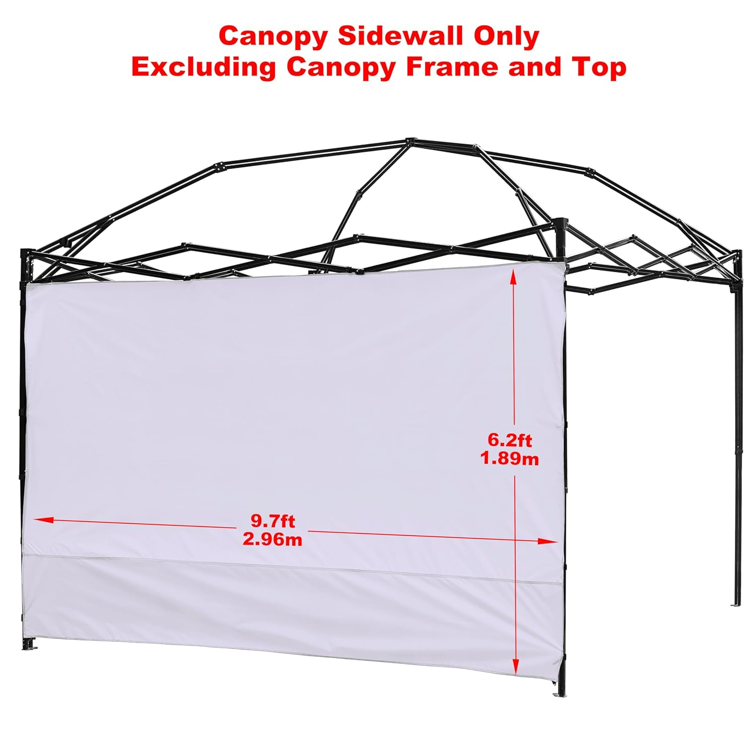 Canopy Sunwall Sidewall Gazebos Tent Waterproof for 10x10ft Pop up Canopy Straight Leg Gazebos Outdoor Instant Canopies 1 Pcs White Canopy Sidewall Only