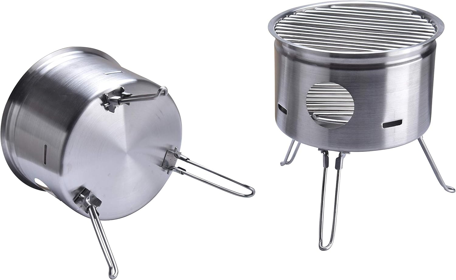 ARC USA BQ2026, Easy Carry Stainless Steel Camping Stove Backing Stove Portable Wood Burning Stoves for Picnic BBQ Camp Hiking with Grid