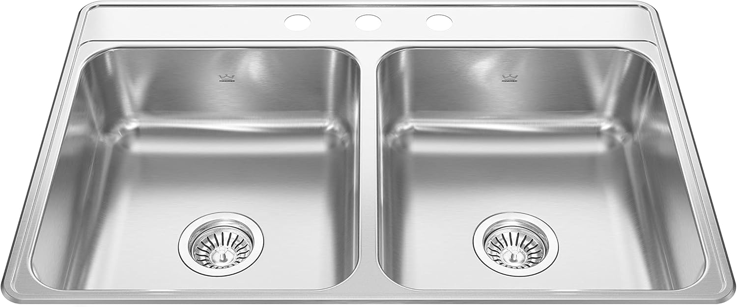 Creemore 33'' L Drop-In Double Bowl Stainless Steel Kitchen Sink