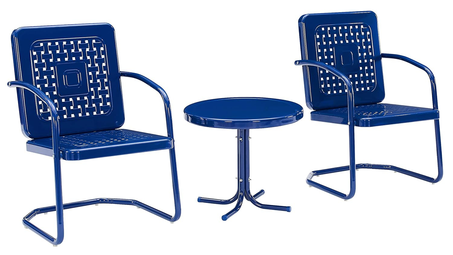 Bates Outdoor Metal Chair Set, Navy Gloss - 3 Piece