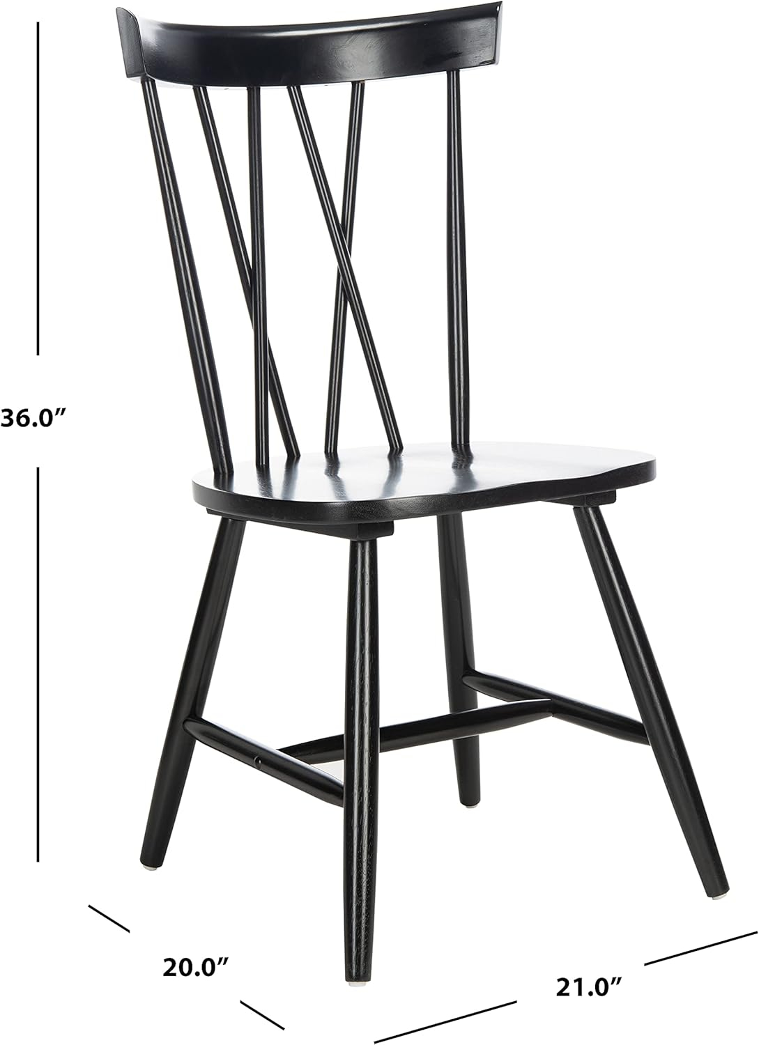 SAFAVIEH Friar Contemporary Dining Chair, Black, Set of 2 (21 in. W x D x 36 in. H)