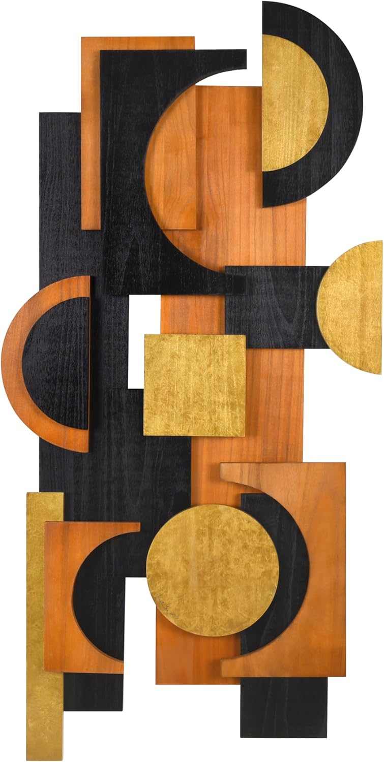 'Amber Embraces II' Hand Made & Hand Finished Dimensional Solid Paulownia Wood Abstracts Wall Art