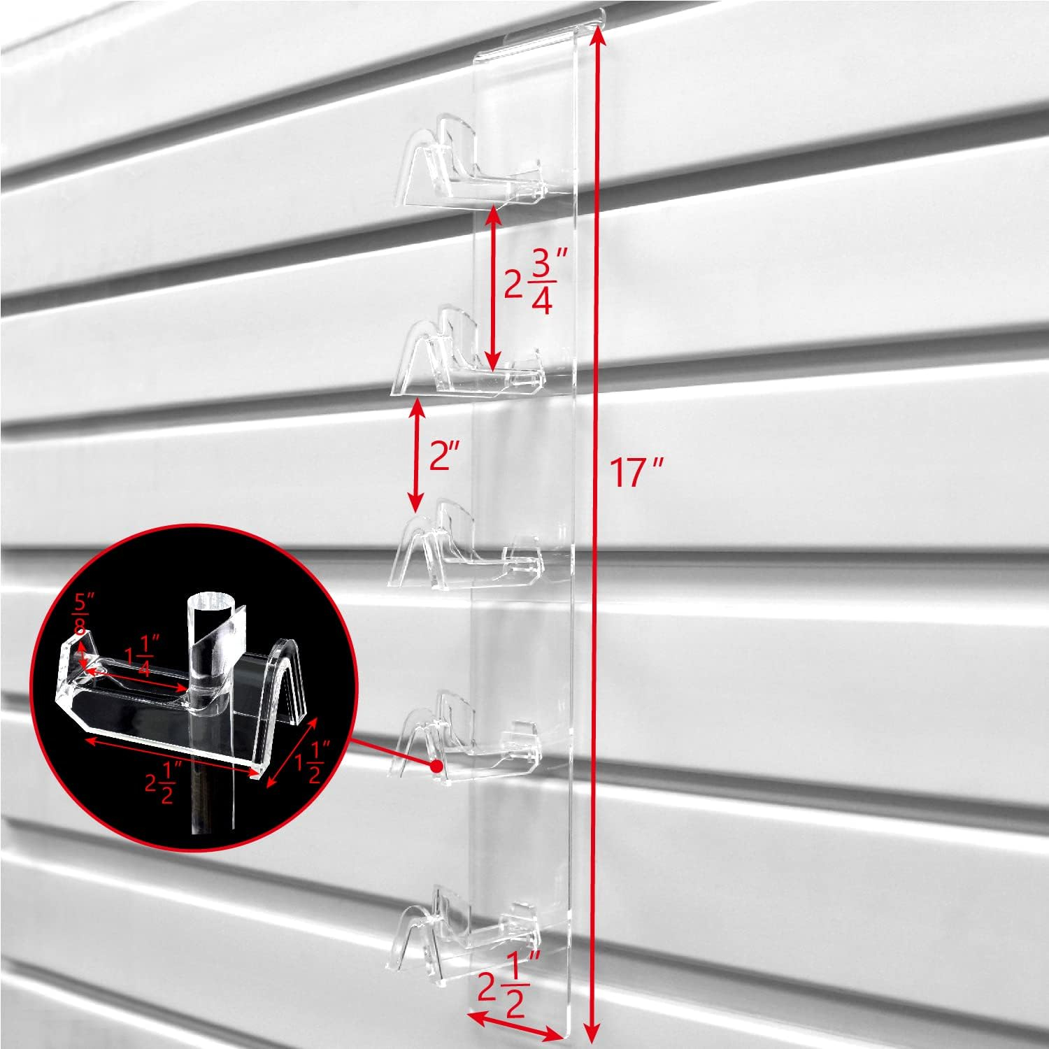 MOOCA Acrylic 5 Tier Slatwall & Wall-mounted Sunglasses Holder Organizer for Eyeglasses, Sunglasses, and Optical Glasses, Detachable Nose Features Enhance Portability & Durability