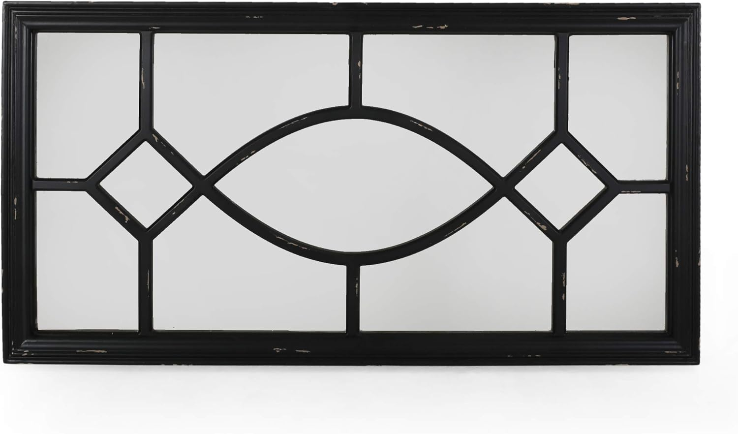 GDF Studio Amwiler Farmhouse Wooden Rectangular Mirror, Distressed Black