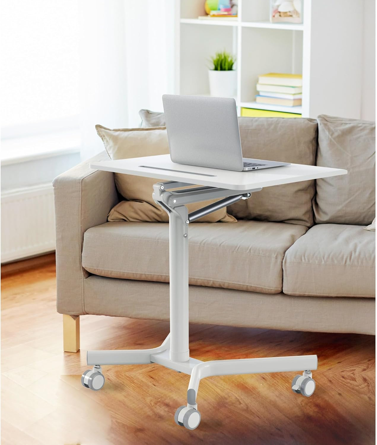 Realspace® 28"W Mobile Sit-to-Stand Compact Desk/Laptop Cart Workstation, 28-3/4"H x 28"W x 22-1/16"D, White