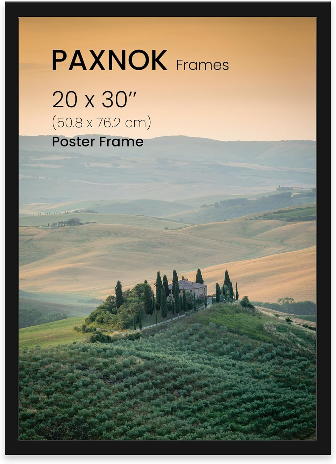 20x30 Poster Frame Black 20 mm Border - Perfect Picture Frame for Home Decor, Plexiglass Display 20x30 Frame - Horizontal & Vertical Display, Wall Decor