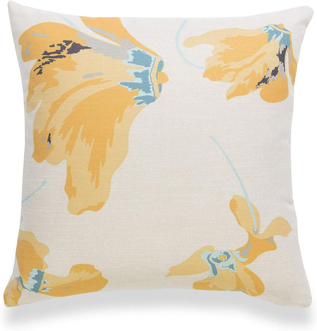 Hofdeco Spring Decorative Throw Pillow Cover ONLY, for Couch, Sofa, Bed, Yellow Floral, 18"x18"