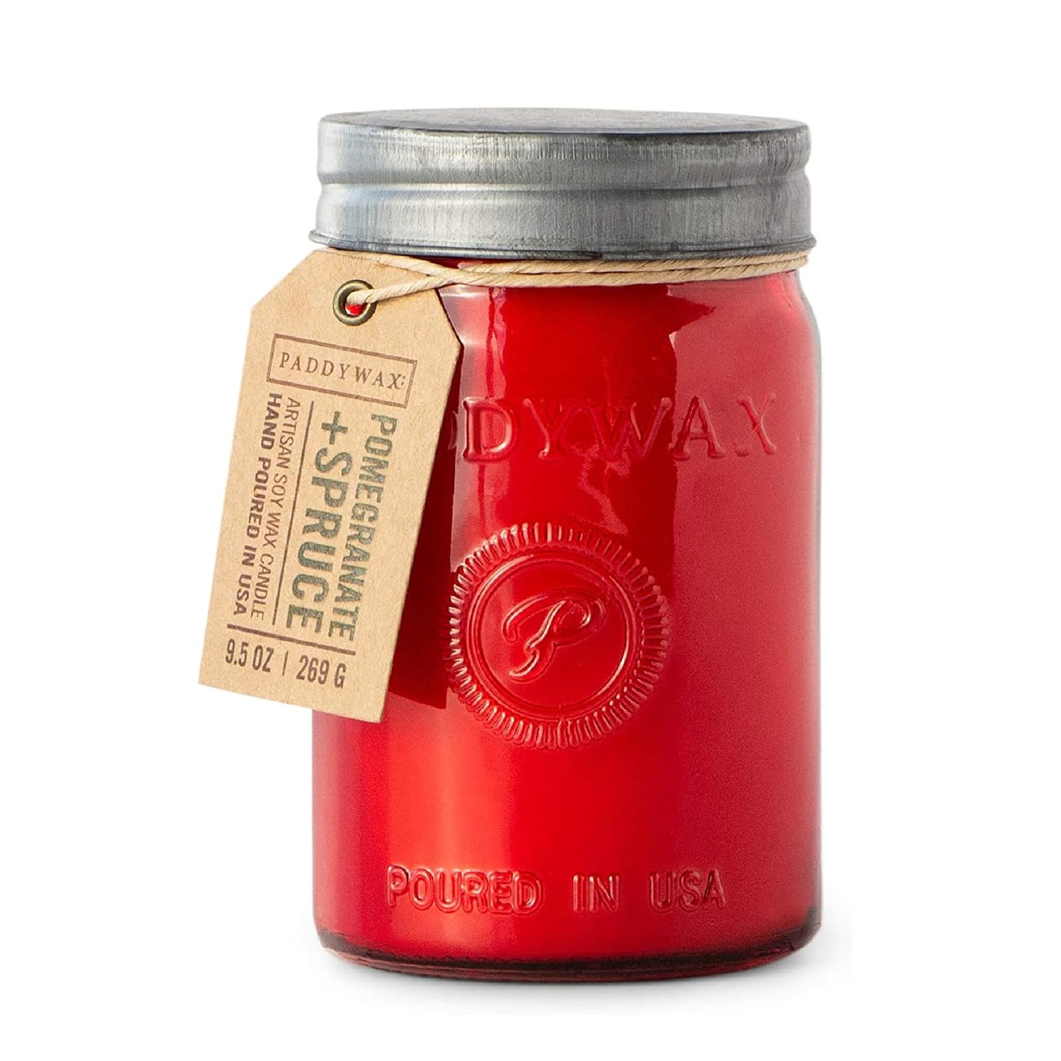Paddywax Relish 9.5 oz Candle Red Pomegranate And Spruce Collection Large Jar
