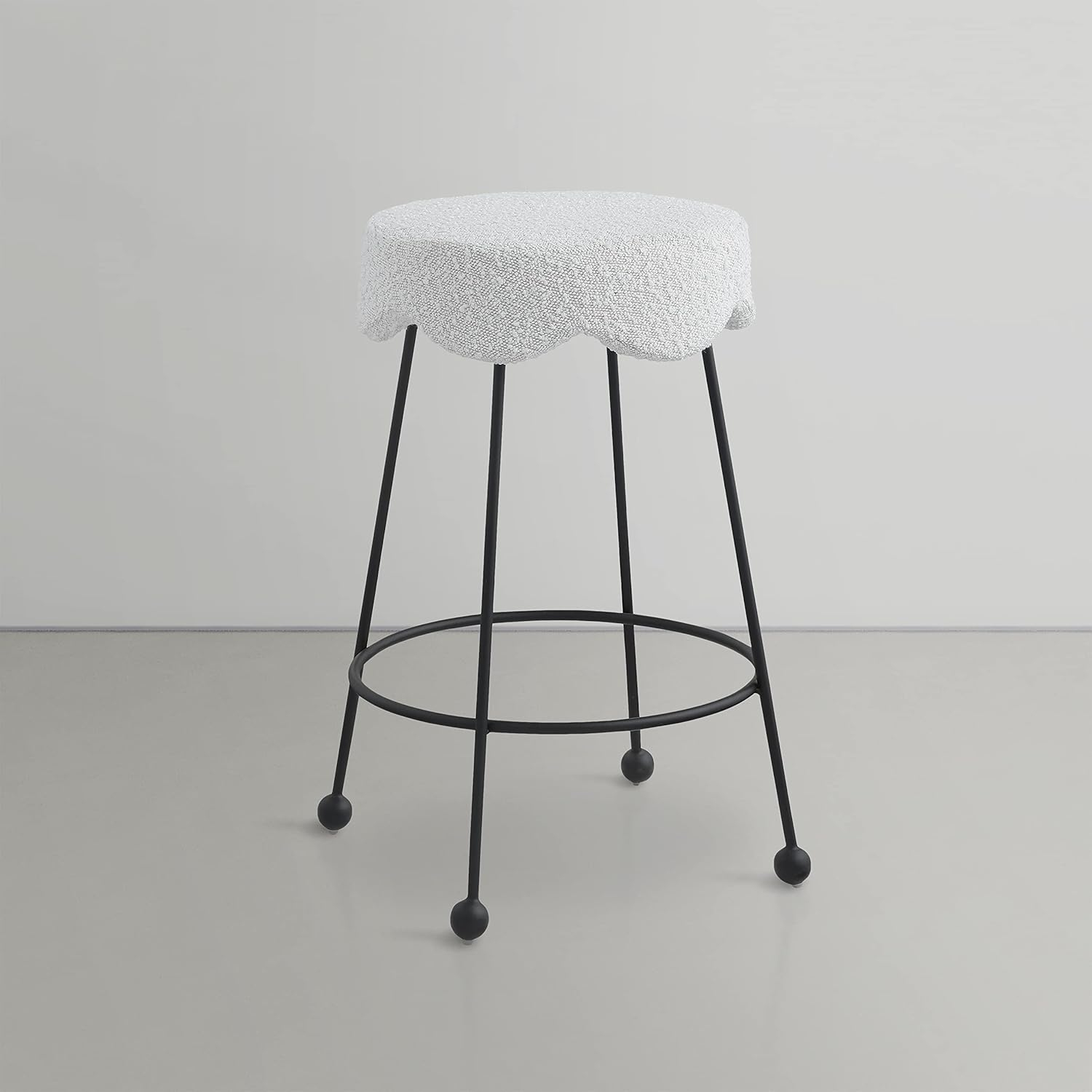 Meridian Furniture Fleur Cream Boucle Fabric Counter Stool
