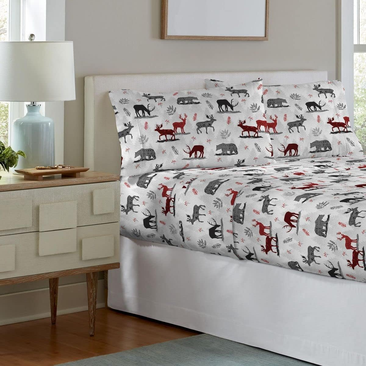 Twin Cotton Flannel Sheet Set with Northwoods Print