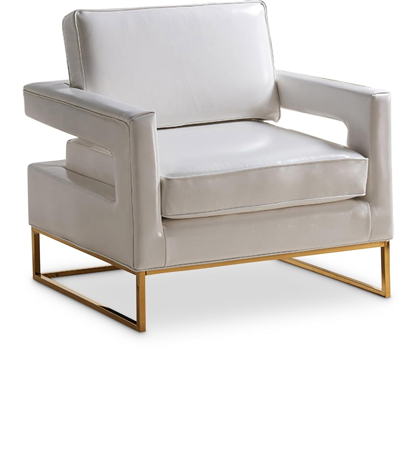 Meridian Furniture Amelia Silla Decorativa de Cuero Vegana Contemporánea de 19"H en Blanco