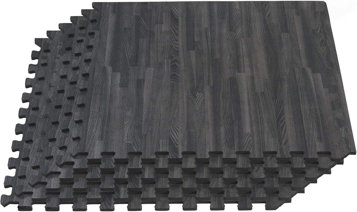 Forest Floor 5/8 Inch Thick Printed Foam Tiles, Premium Wood Grain Interlocking Foam Floor Mats, Anti-Fatigue Flooring, Carbon, 24 Sq Ft