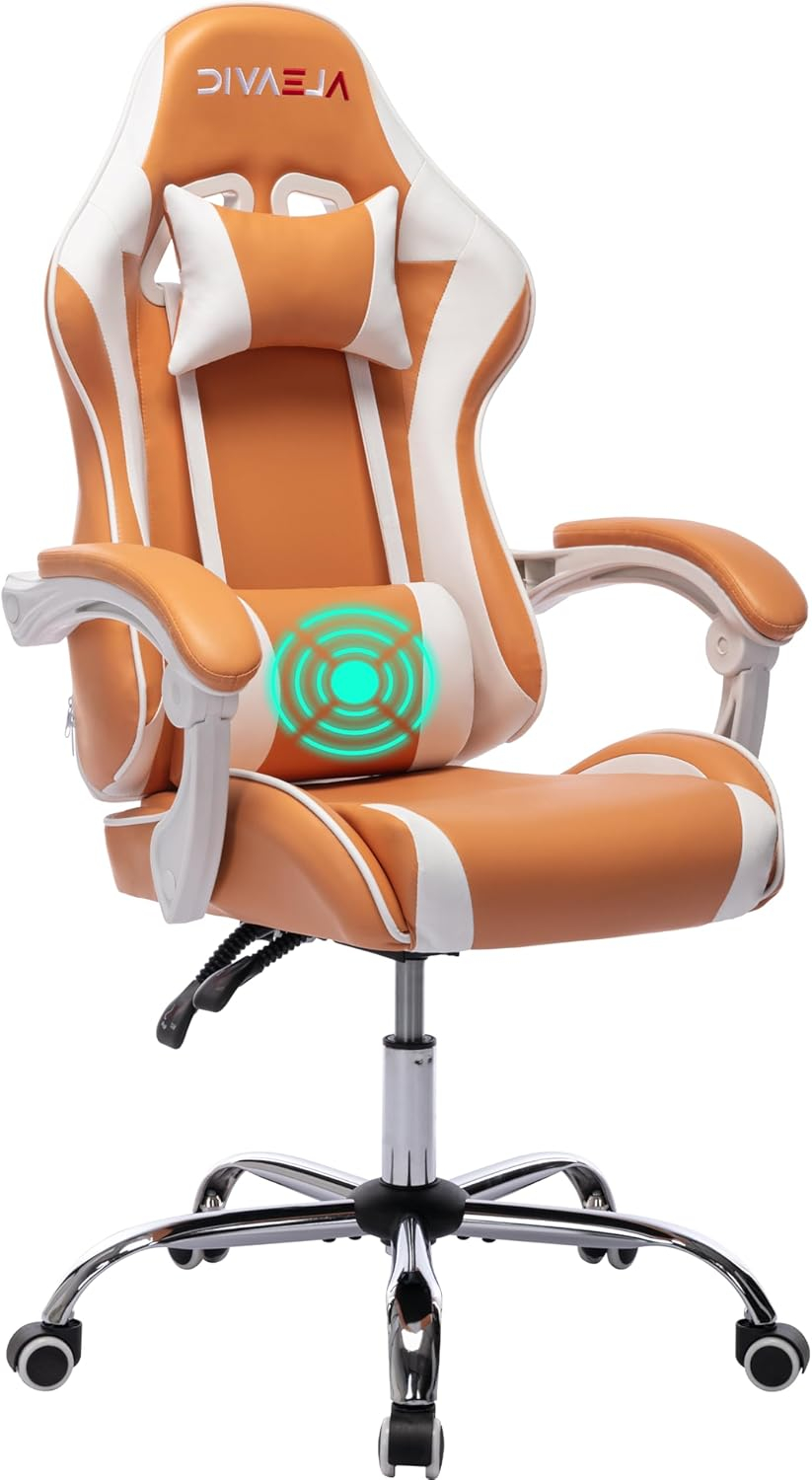 ALEAVIC Gaming Chair for Adults, High Back Ergonomic Computer Gaming Chair with Headrest and Lumbar Support, Orange