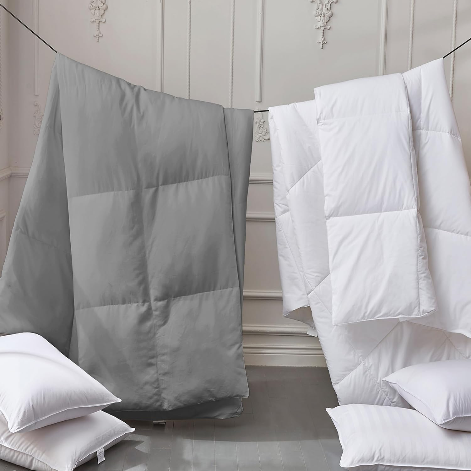 Blue Ridge Home Fashions 1000 TC Pima Cotton Cover Down Alternative Comforter - Full/Queen 90X98", Grey