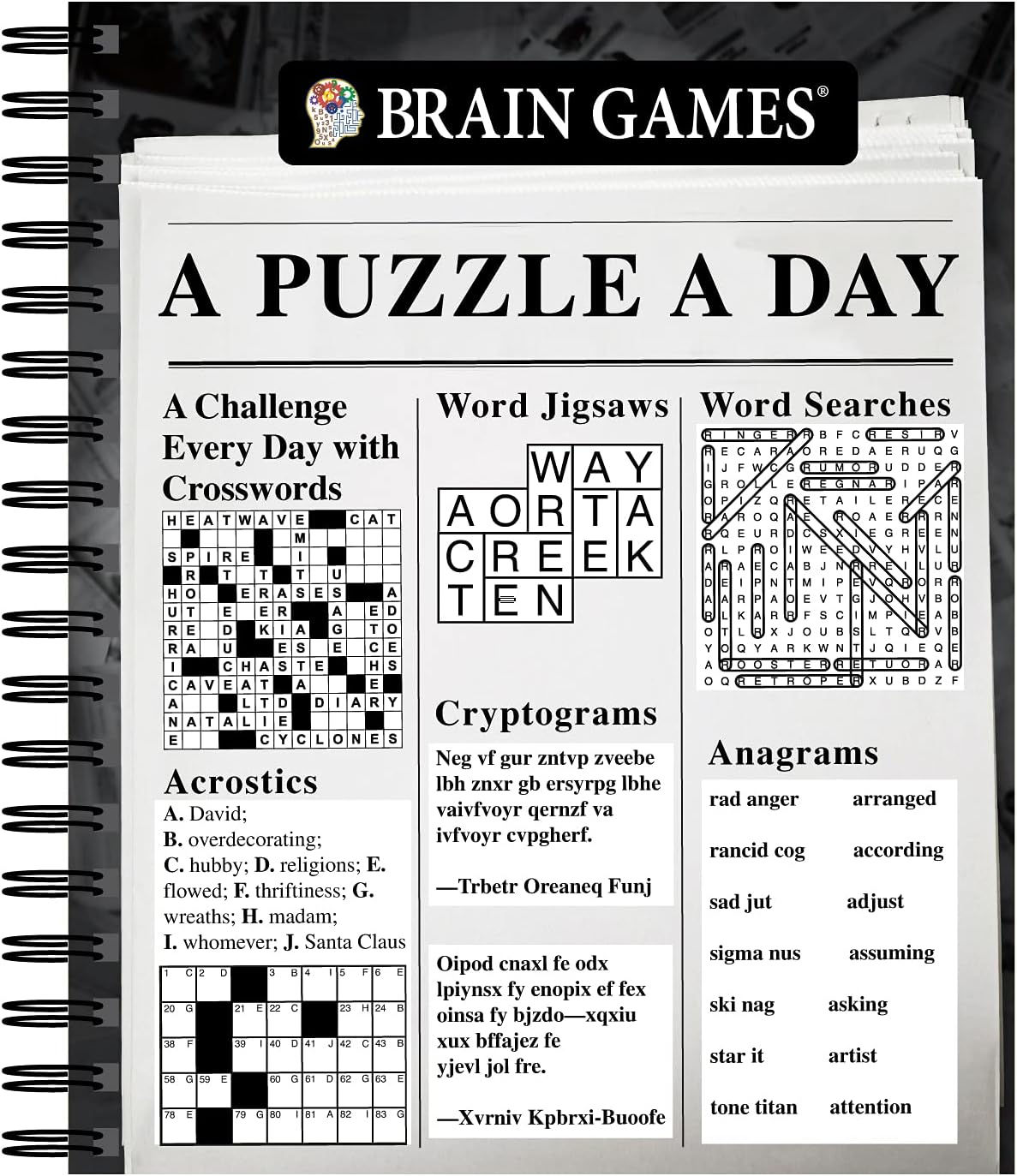 Brain Games - A Puzzle a Day - by  Publications International Ltd & Brain Games (Spiral Bound)