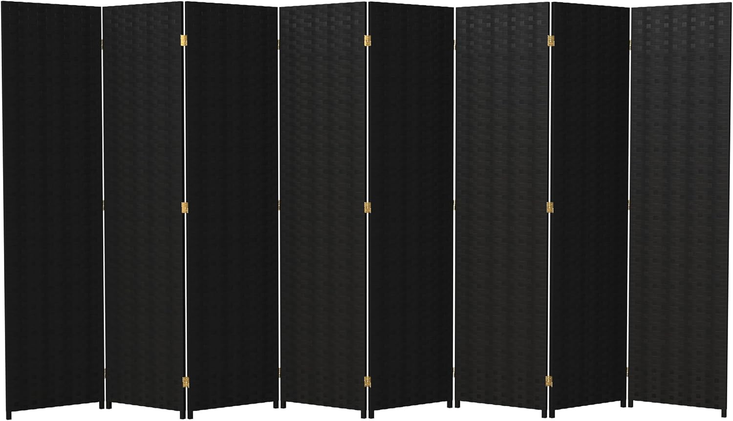 8 Panel Tall Woven Fiber Room Divider Black