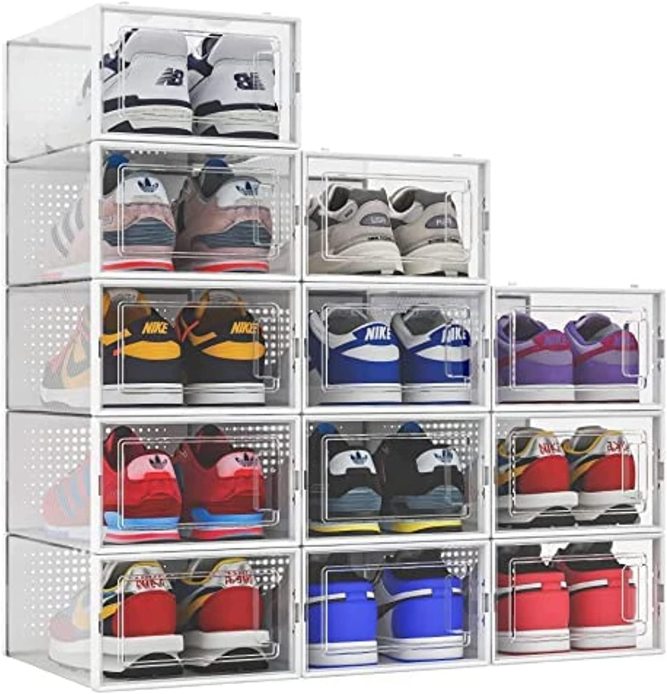 Clear Stackable Plastic Shoe Organizer Boxes for Closet