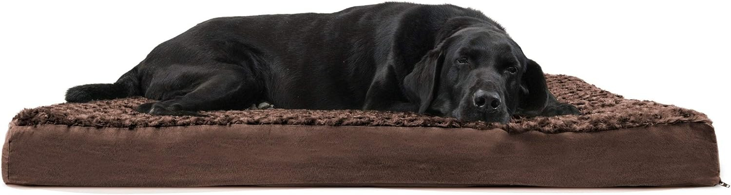 X-Large Orthopedic Chocolate Faux Fur Pet Bed