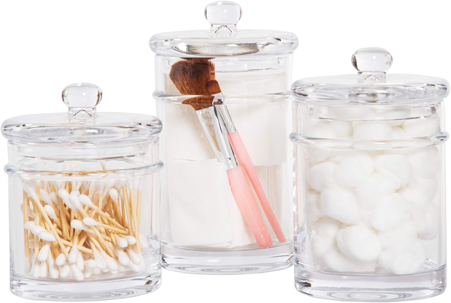 Whole Housewares | Glass Apothecary Jars (4.5 Inch) with Lids | Set of 3