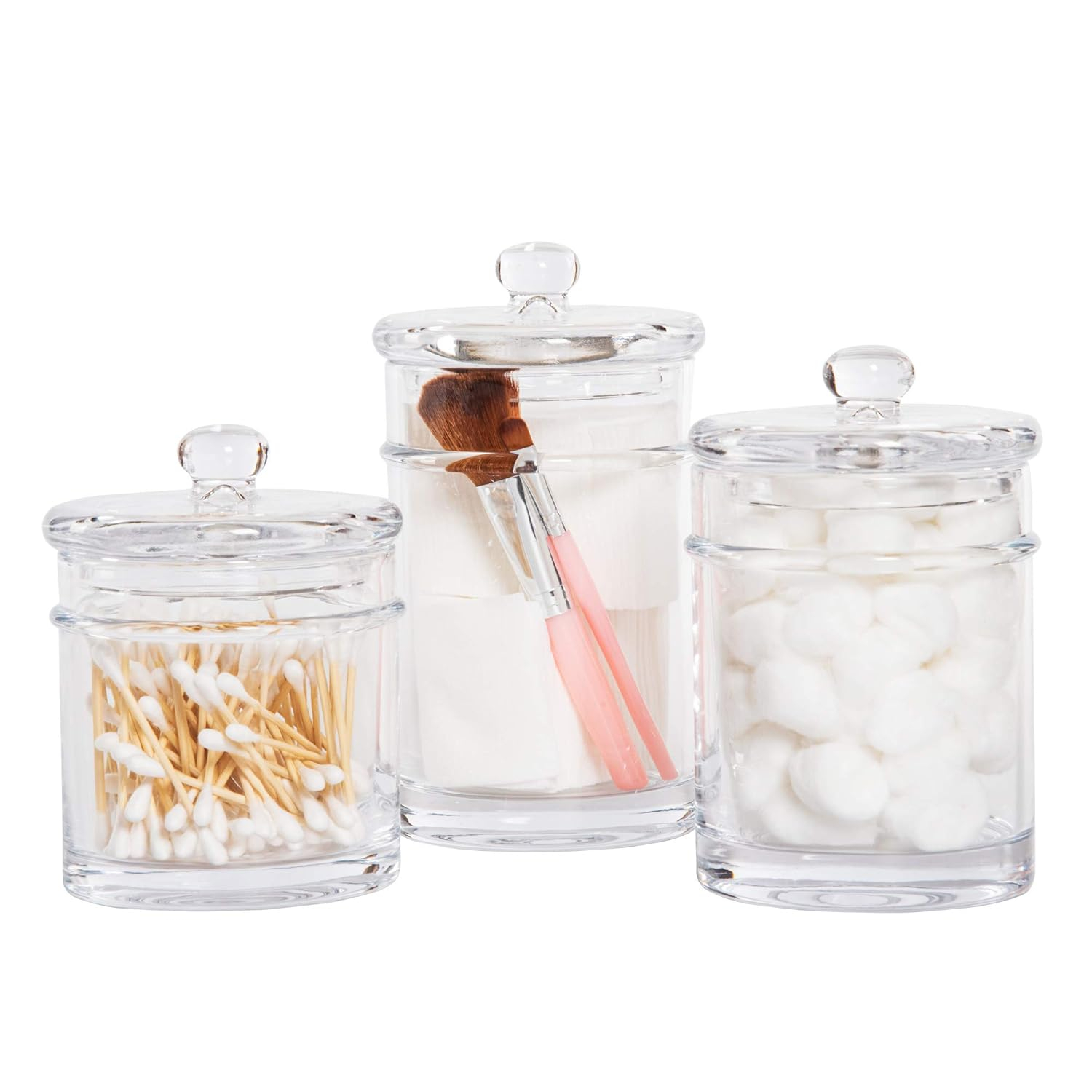 Whole Housewares | Glass Apothecary Jars (4.5 Inch) with Lids | Set of 3