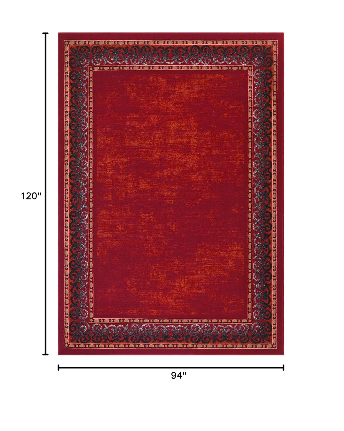 Antep Rugs Alfombras Bordered Modern 8x10 Non-Slip (Non-Skid) Low Pile Rubber Backing Indoor Area Rug (Maroon Red, 7'10" x 10')