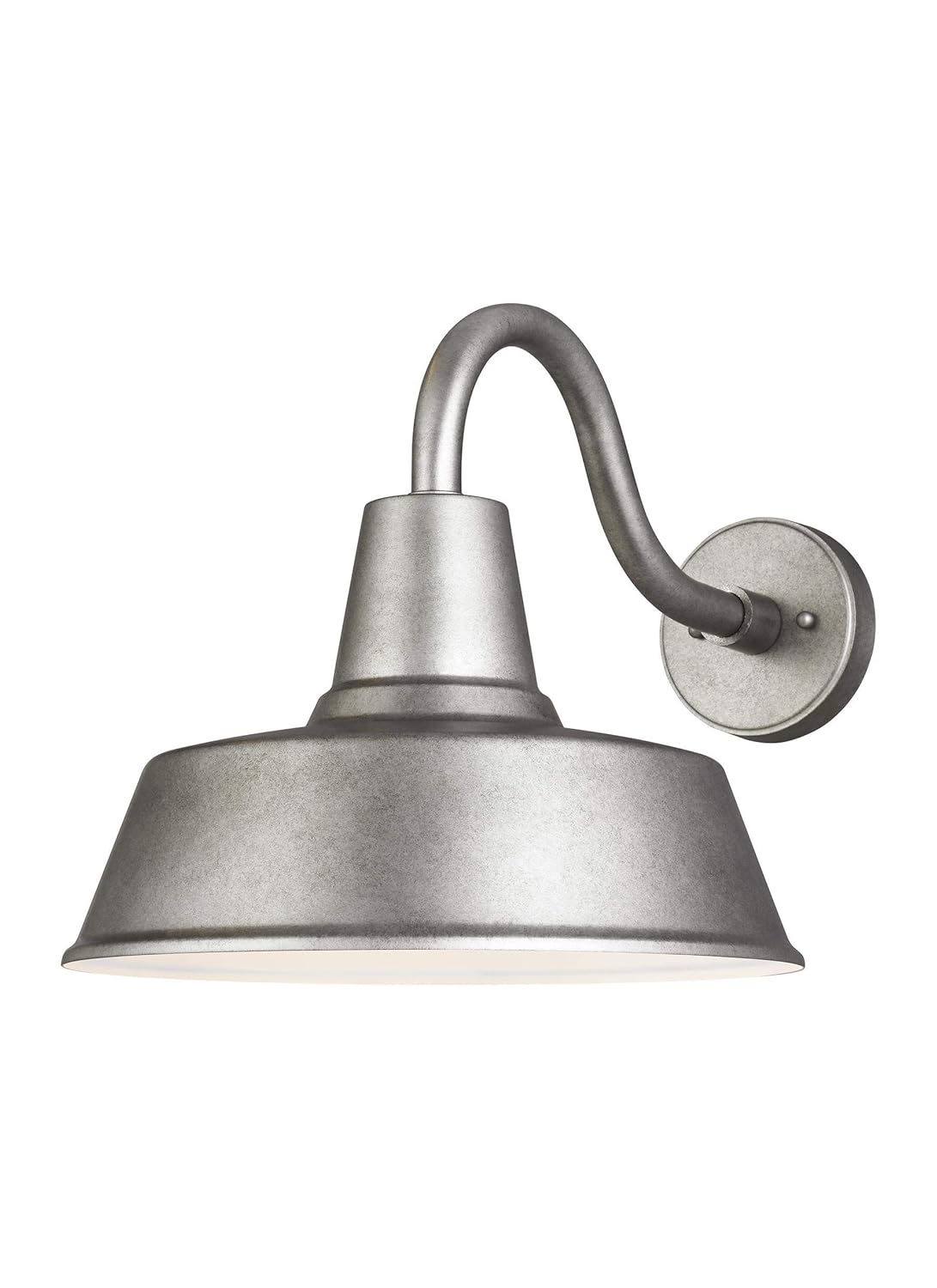 Sea Gull Lighting Generation 8737401-57 Transitional One Outdoor Wall Lantern from Seagull-Barn Light Collection, Nickel, Silver Finish, Large, Weathered Pewter