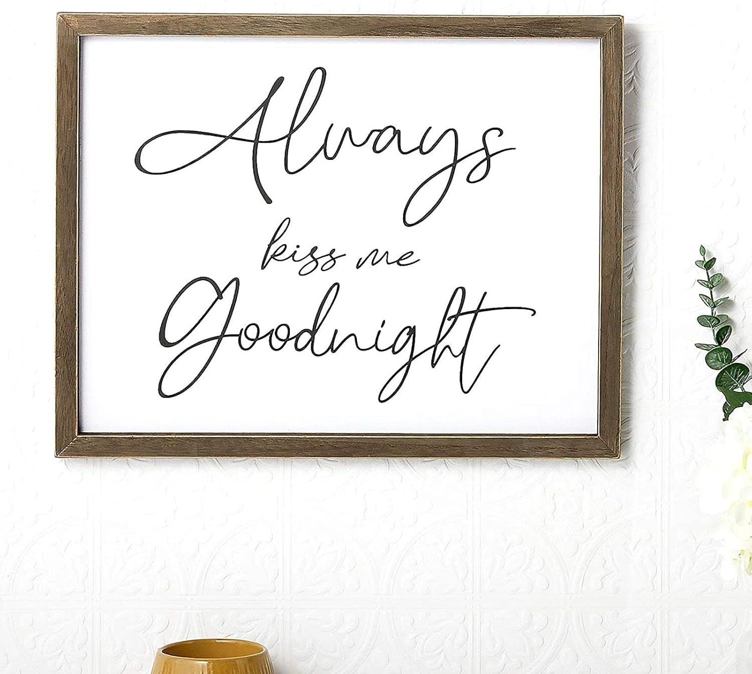 Farmlyn Creek Bedroom Wall Decor for Couples, Always Kiss Me Goodnight (15 x 12 In) - Home Decor Wall Art