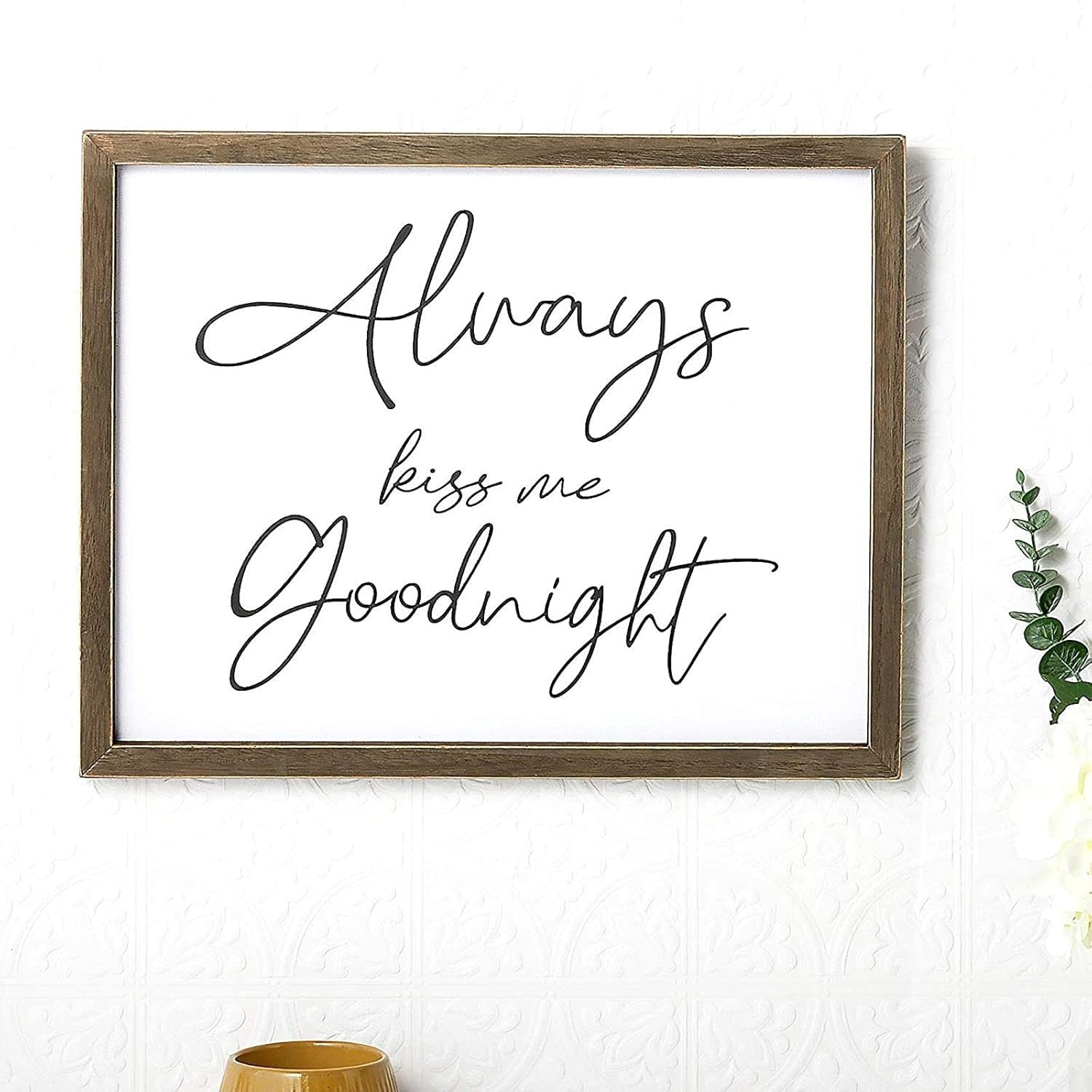 Farmlyn Creek Bedroom Wall Decor for Couples, Always Kiss Me Goodnight (15 x 12 In) - Home Decor Wall Art