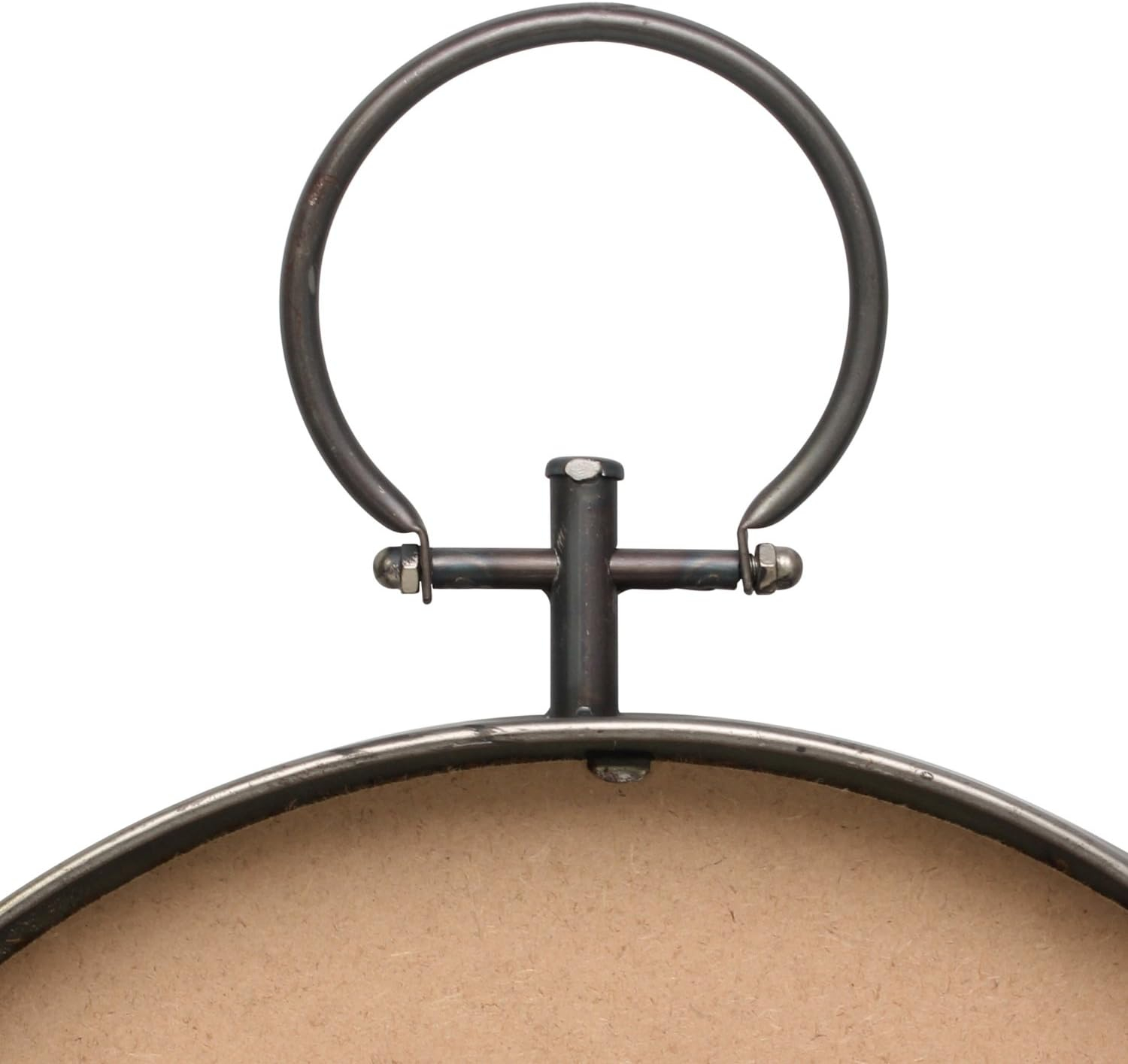 Stonebriar Round Rustic Bronze Metal Mirror with Rivet Detail & Hanging Ring for Wall, Industrial Home Décor, 21.1" x 15.7"