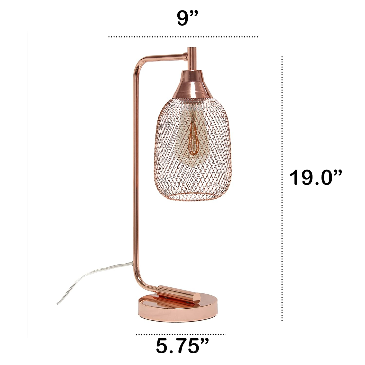 Lalia Home 19" Industrial Mesh Desk Lamp, Rose Gold