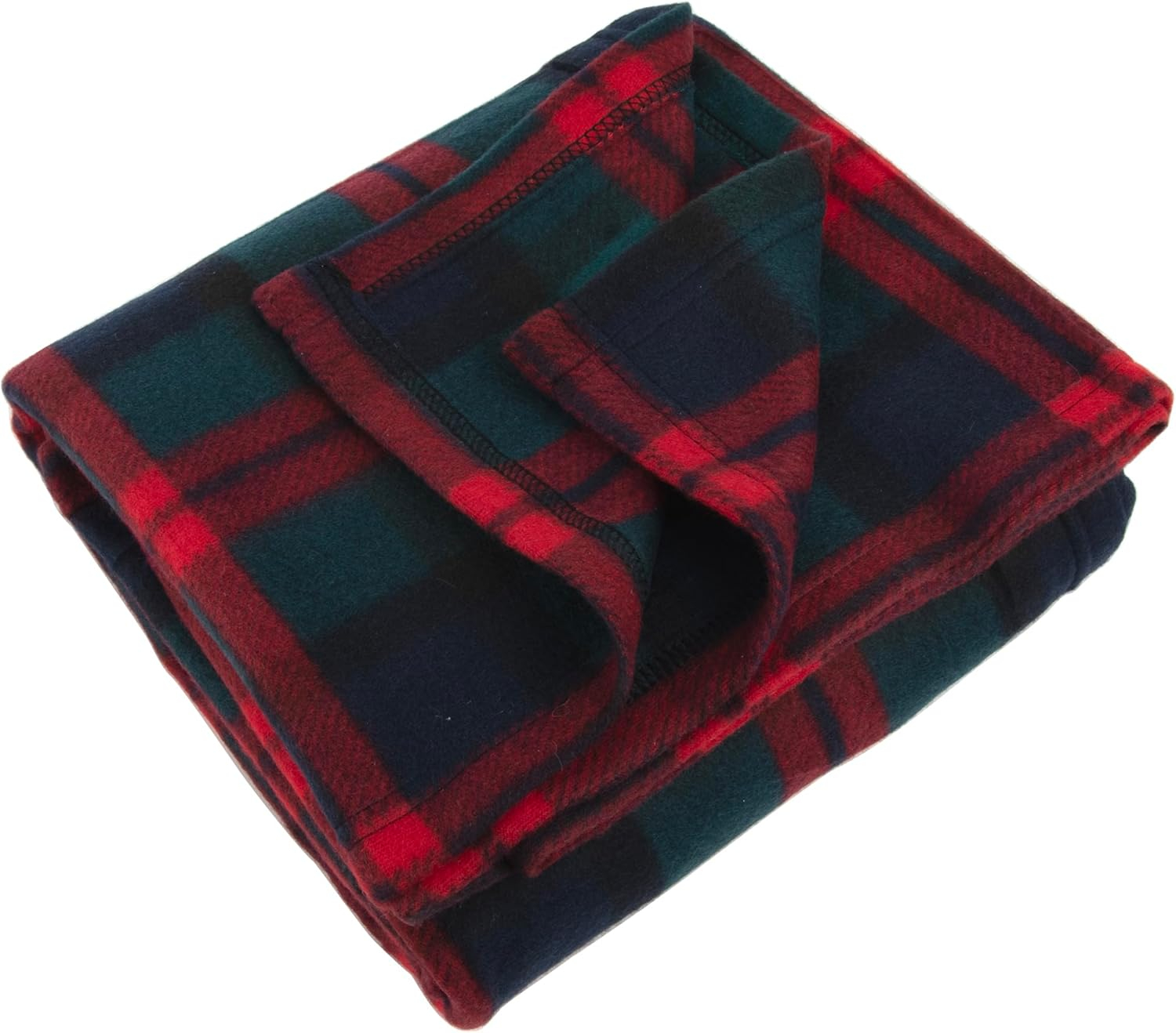 Single Plaid Color 60?L x 50?W Fleece Throw Blanket for Fall, Winter, Spring, Summer, Men, Women, Children & Pets in Red & Green Plaid