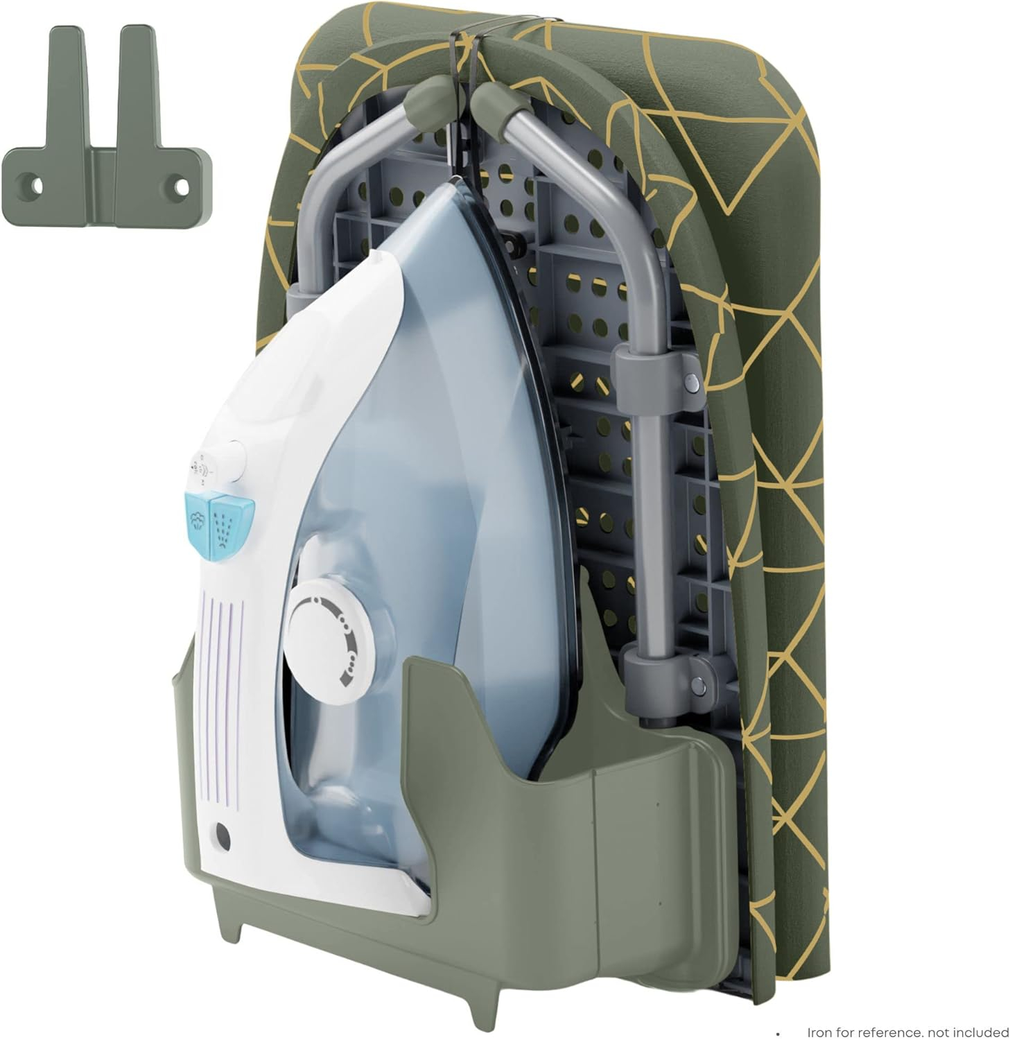 XABITAT Table Top Ironing Board with Wall Mount, D-Crease, Portable Space Saving Mini Laundry Room Iron Board, Foldable Small Ironing Board with Iron Holder, Green