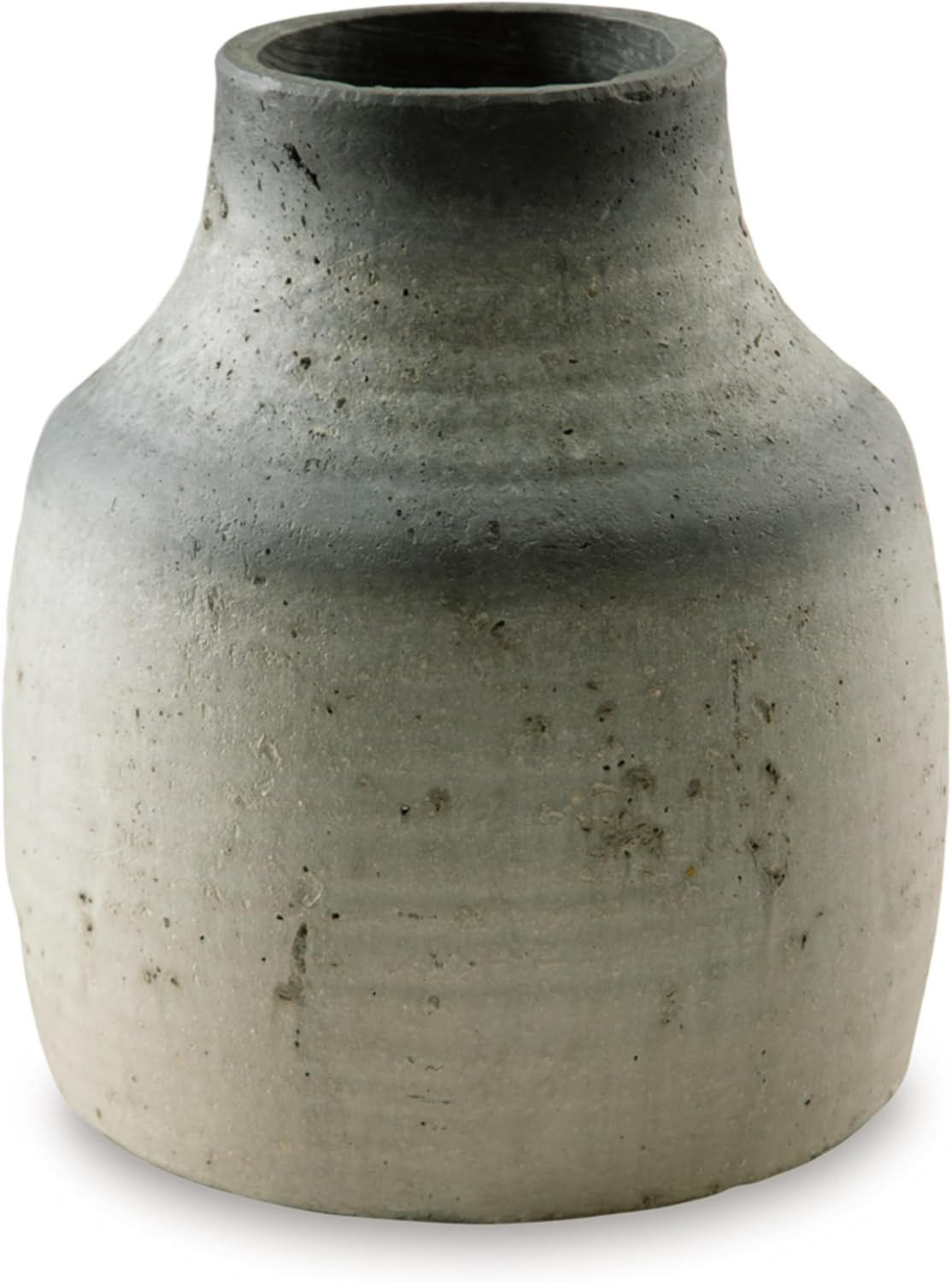 Signature Design by Ashley Moorestone Casual 13.13" Cement Tabletop Vase with a Distressed Finished Look, Gray & Black