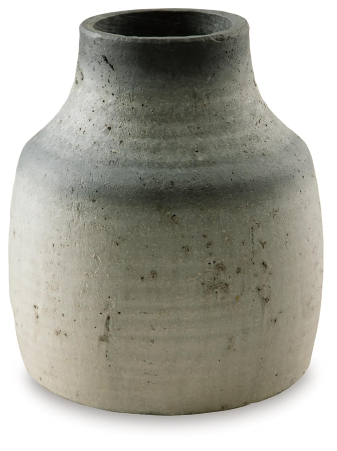 Signature Design by Ashley Moorestone Casual 13.13" Cement Tabletop Vase with a Distressed Finished Look, Gray & Black