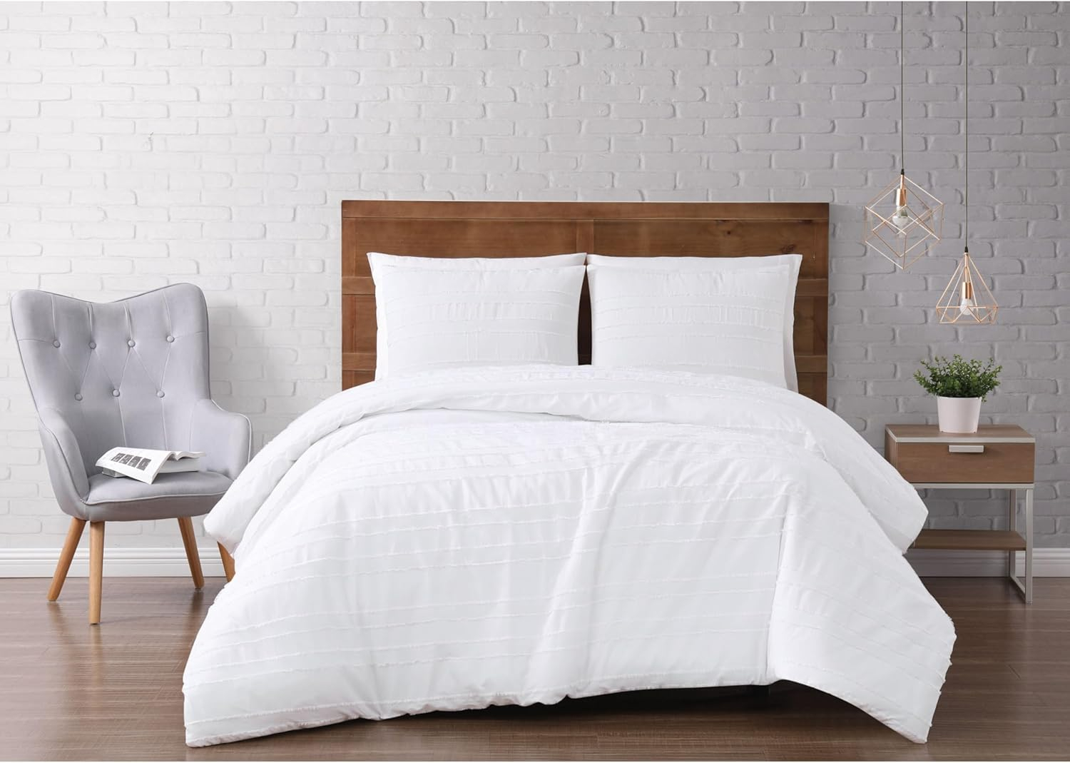 Carlisle White Cotton Full/Queen Duvet Cover Set