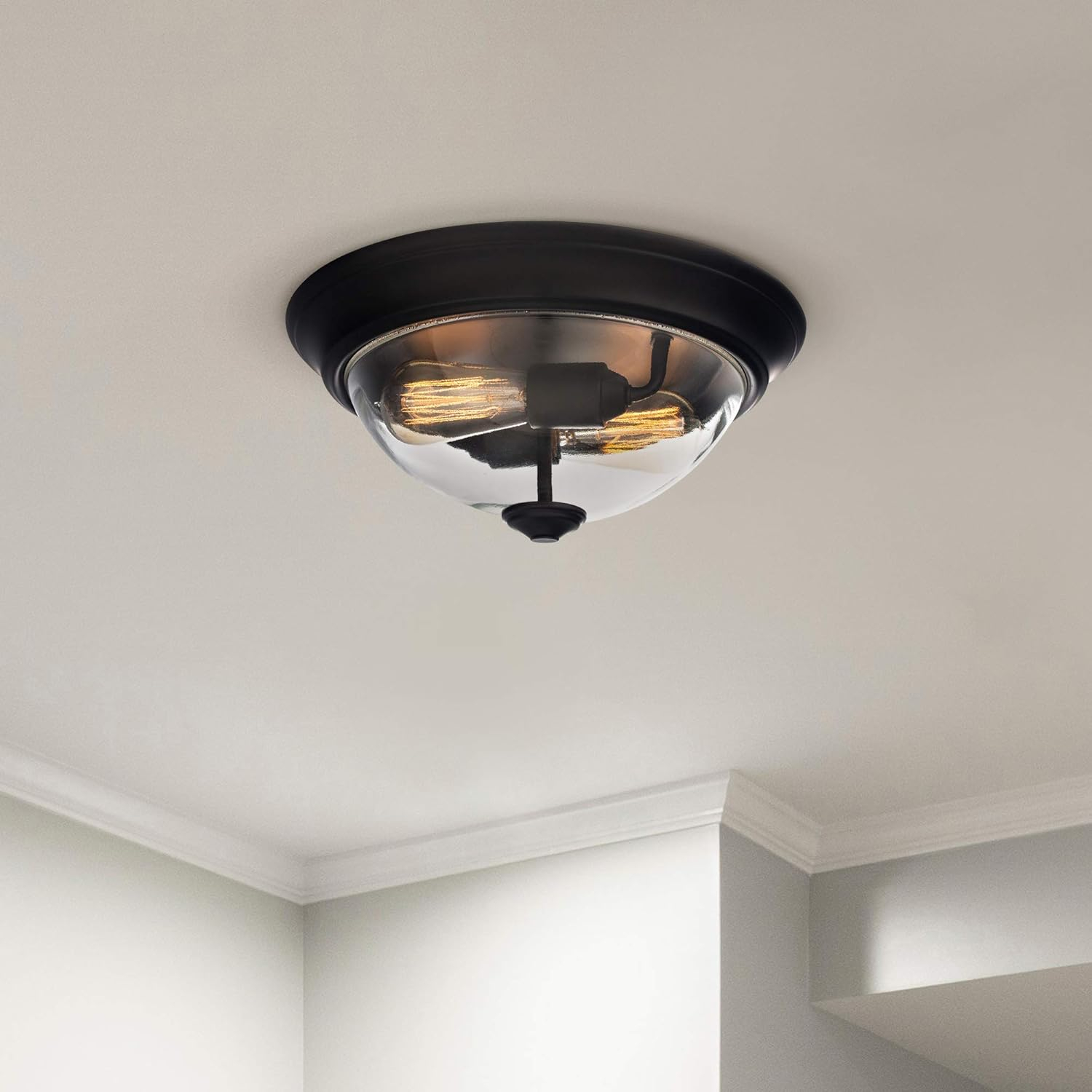 Prominence Home Designer 2 -Light 13.0-in Satin Bronze Flush Mount Light