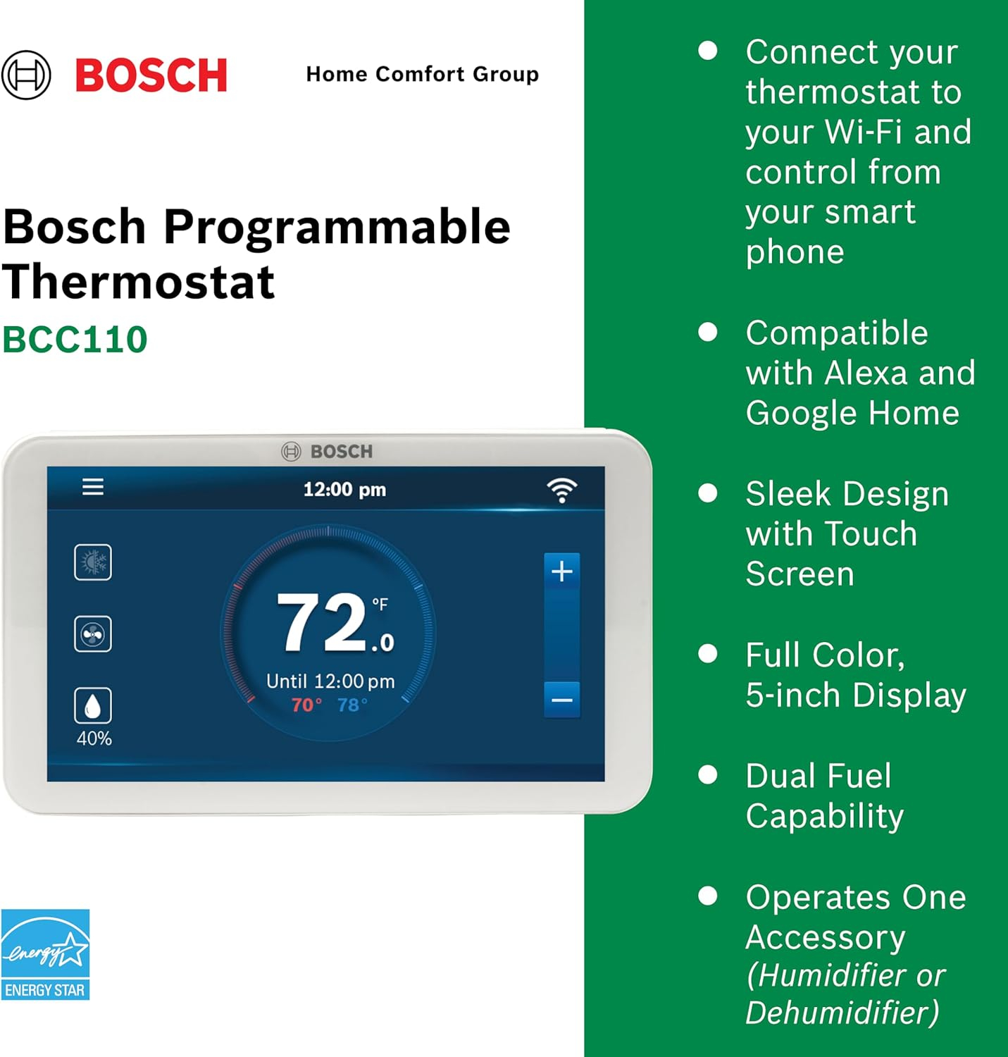White Digital Touchscreen Programmable Wi-Fi Thermostat