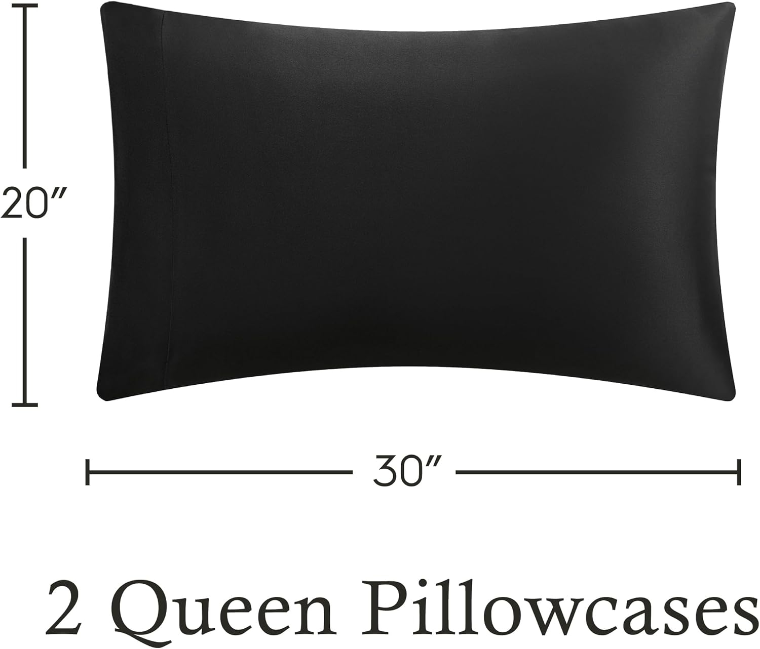 Luxurious Black Satin Standard/Queen Pillowcase Set