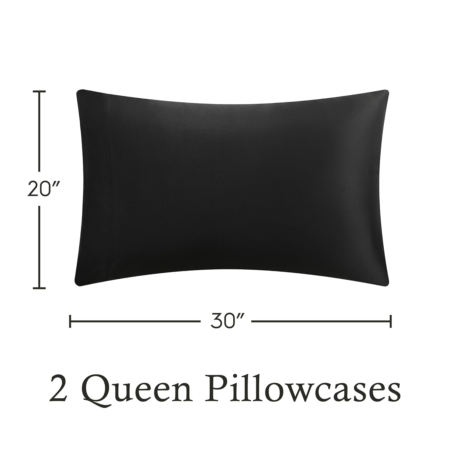 Luxurious Black Satin Standard/Queen Pillowcase Set