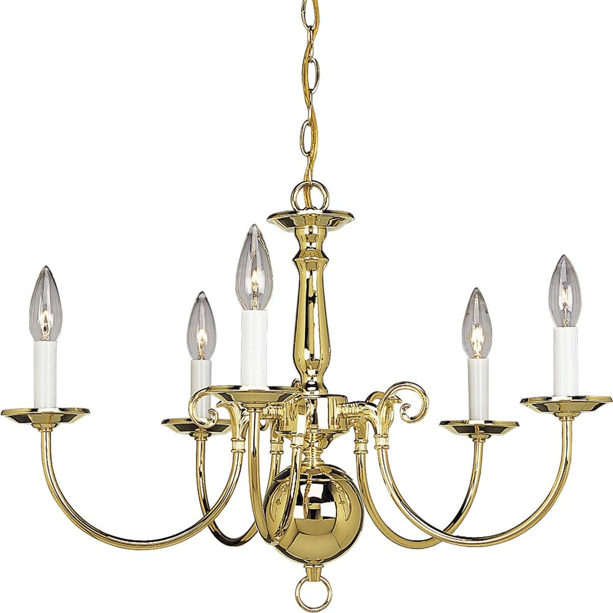 Americana Collection Five-Light Antique Bronze Ivory Candle Traditional Chandelier Light